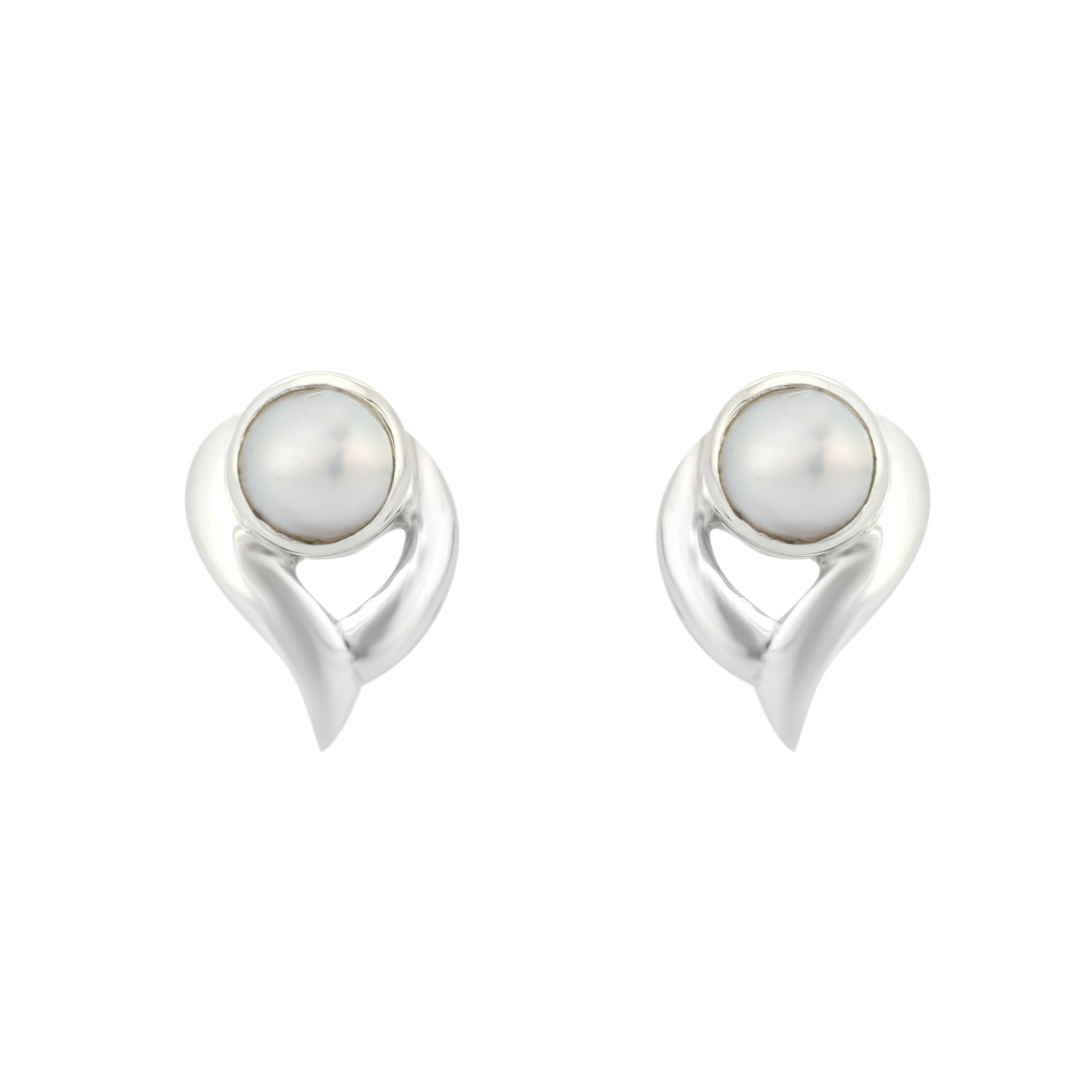 silver pearl earrings. Stud earrings pearl (freshwater pearl). Jewellery  women's 18 carat gold plated for women