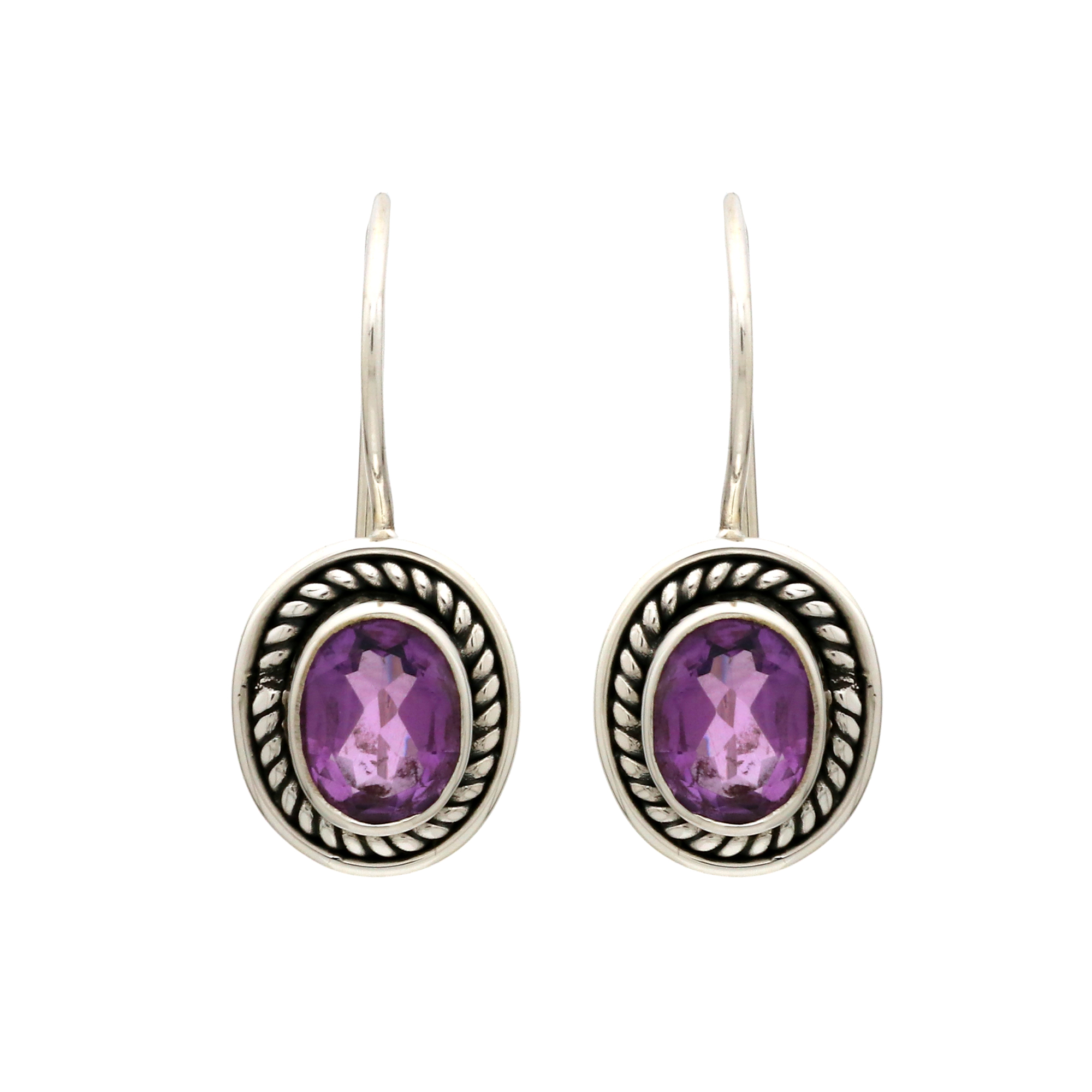 Gabriel & Co Sterling Silver Bezel Set Amethyst Stud Earrings