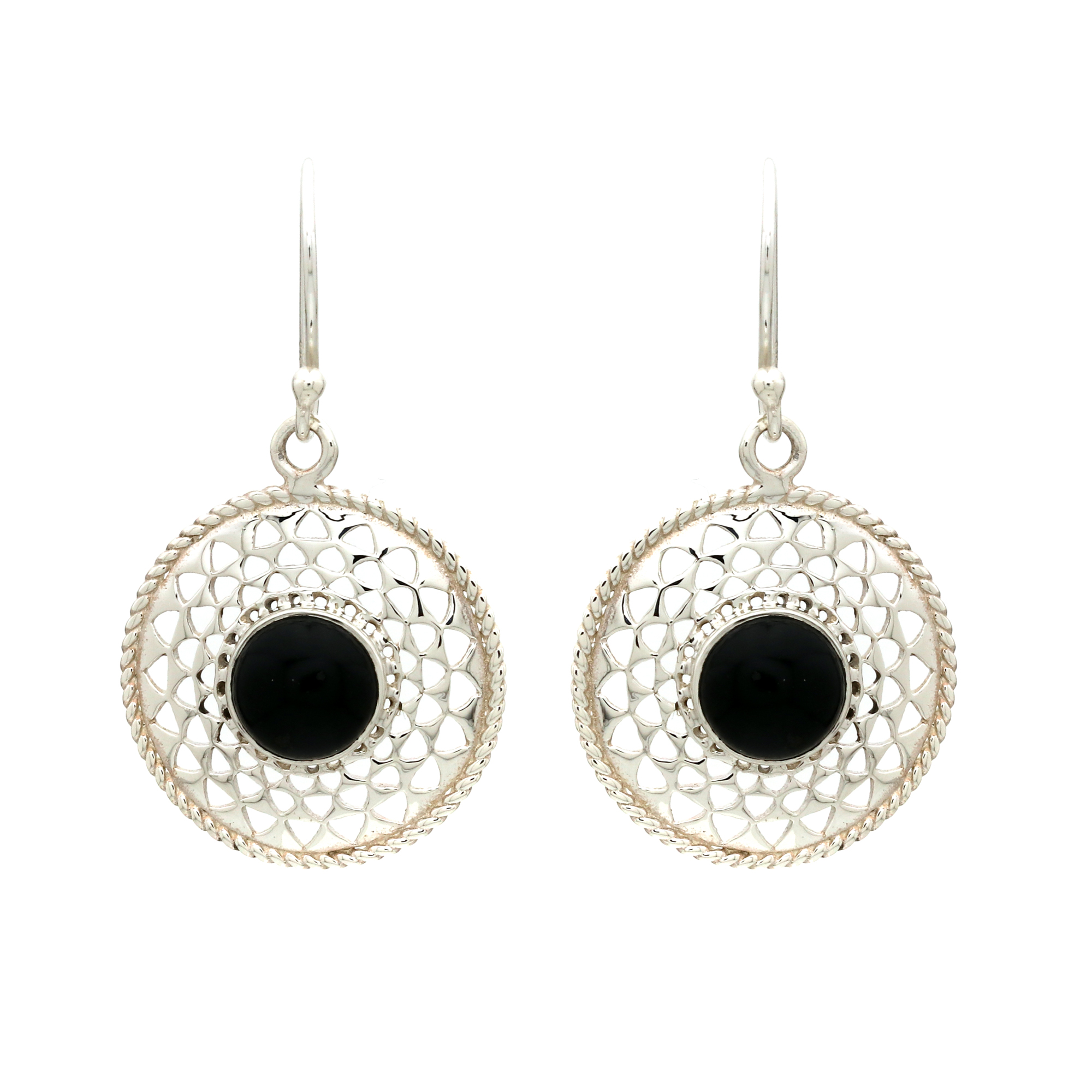 Buy Silver Oxidised Black Stone Earrings Online - fredefy – Fredefy